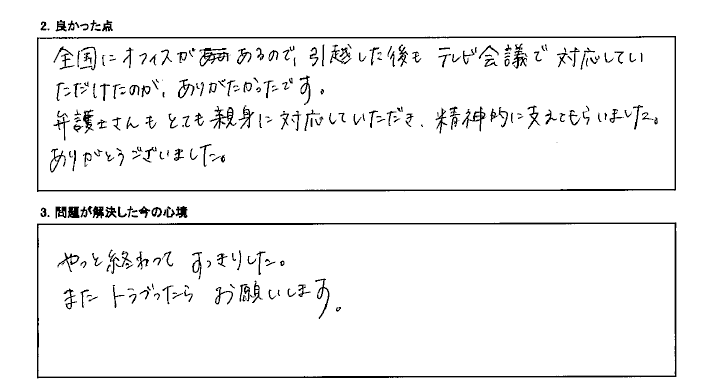 全国にオフィスがあるので引越し後も対応していただけました